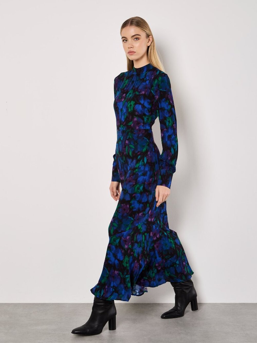 Floral mock neck midi dress